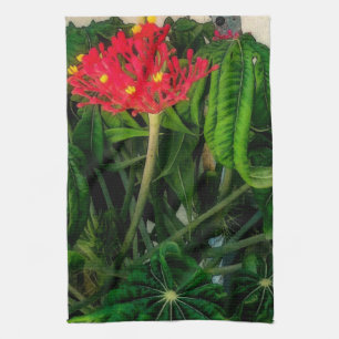 Paño De Cocina Hojas y flores de la planta de coral V