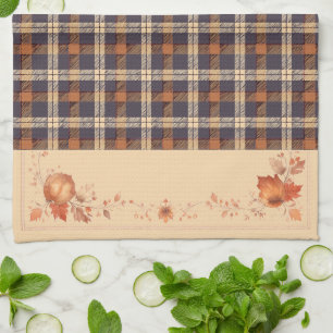 Paño De Cocina Hojas y flores de otoño en rebanadas