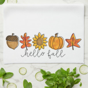 Paño De Cocina Hola Caídos Acorn Hojas de girasol y calabaza