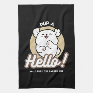 Paño De Cocina Hola desde el lado de la correa - Diseño de perro