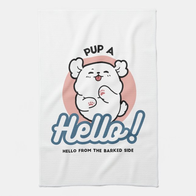 Paño De Cocina ¡Hola! - Diseño feliz de Personalizados de perros  (Vertical)