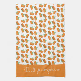 Paño De Cocina Hola Patrón de calabaza Caída Naranja Verde