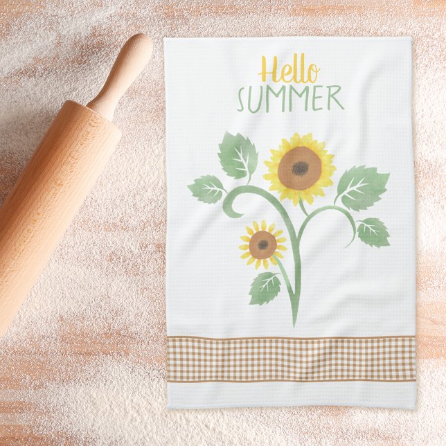 Paño De Cocina Hola Summer Sunflower Gingham (Subido por el creador)