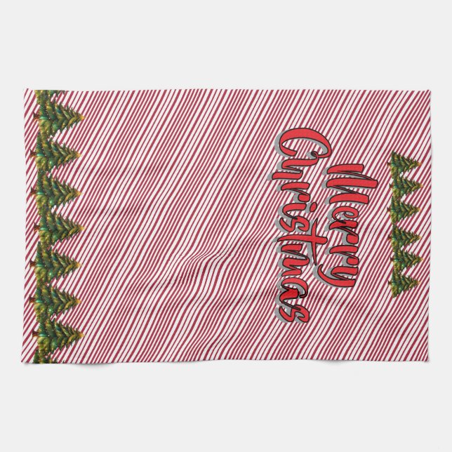 Paño De Cocina Holiday Deck The Halls Crew Christmas Candy Cane (Horizontal)