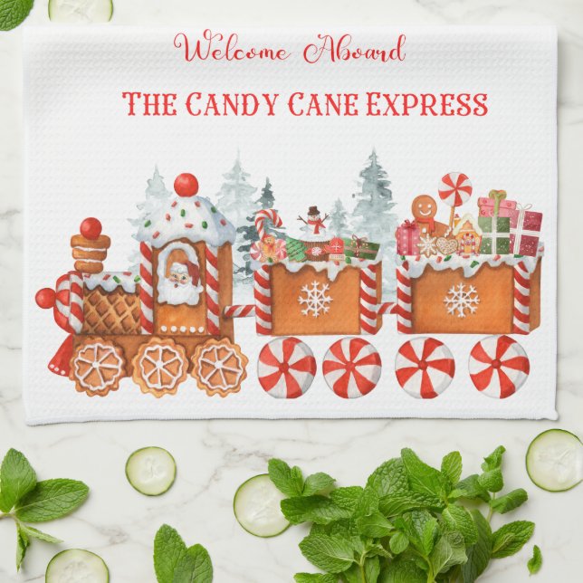 Paño De Cocina Holiday kitchen towel candy cane express (Doblado)