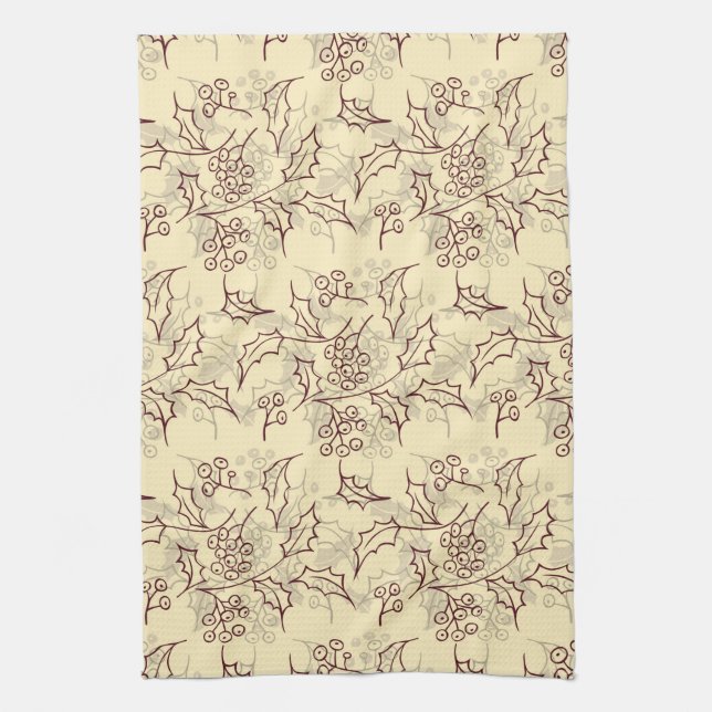 Paño De Cocina Holly berries diseño sin fisuras (Vertical)