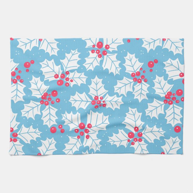 Paño De Cocina Holly berry en azul (Horizontal)
