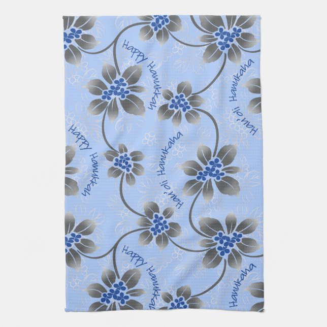 Paño De Cocina Holly Hanukkah Blue Floral (Vertical)