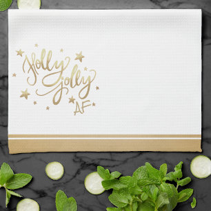 Paño De Cocina Holly Jolly AF Guión de Relieve metalizado de Fa