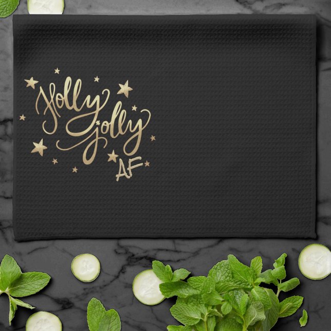 Paño De Cocina Holly Jolly AF | Guión de Relieve metalizado de Fa (Subido por el creador)