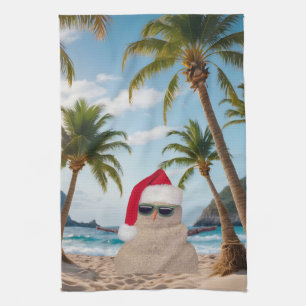 Paño De Cocina Hombre de Arena de Navidad Tropical
