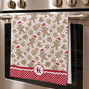 Paño De Cocina Hombre de Jengibre de Monograma Navidad