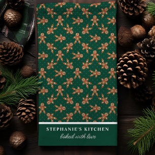 Paño De Cocina Hombre de Jengibre Lunares Verde Navidad Personali