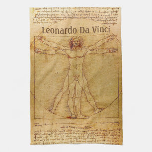 Paño De Cocina Hombre de Vitruvian de Leonardo da Vinci