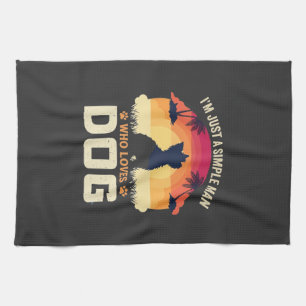 Paño De Cocina Hombre Simple Que Ama Silueta De Perro Atardecer P