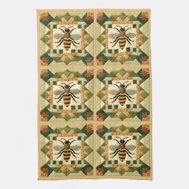 Paño De Cocina Honeybee Faux Quilt (Vertical)