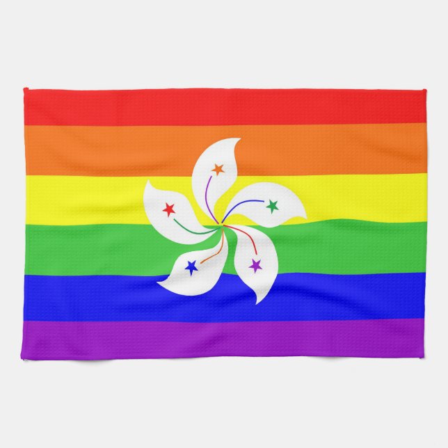 Paño De Cocina hong kong gay orgullosa bandera arcoíris homosexua (Horizontal)