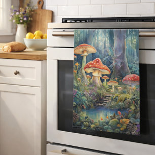 Paño De Cocina Hongos boscosos encantados   Fantasía mística