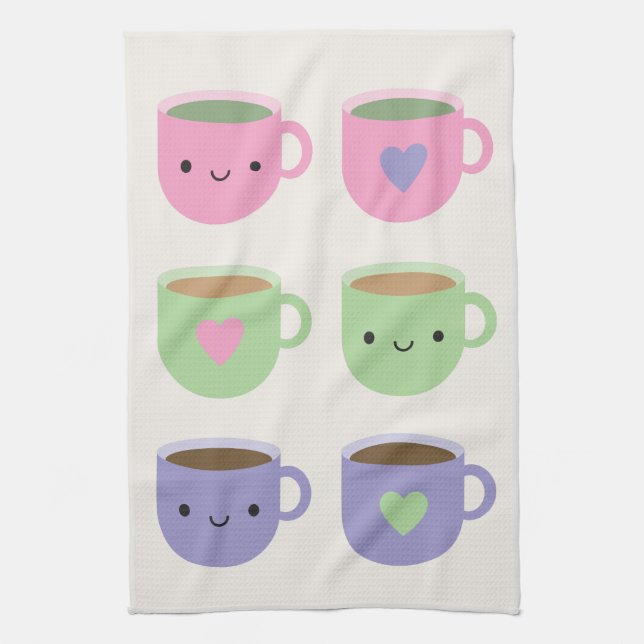 Paño De Cocina Hora de tomar el té - Copa Kawaii de té (Vertical)
