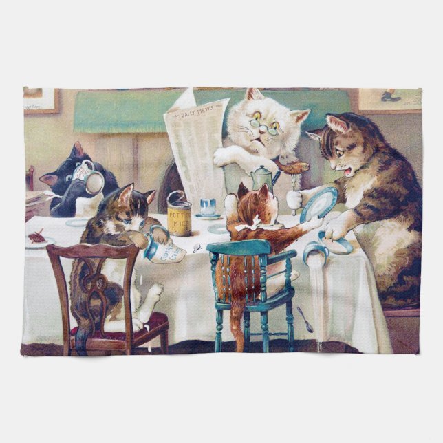 Paño De Cocina Hora del desayuno del gato, Louis Wain (Horizontal)