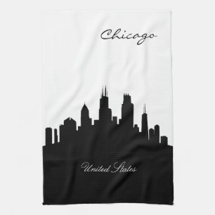 Paño De Cocina Horizonte blanco y negro de Chicago