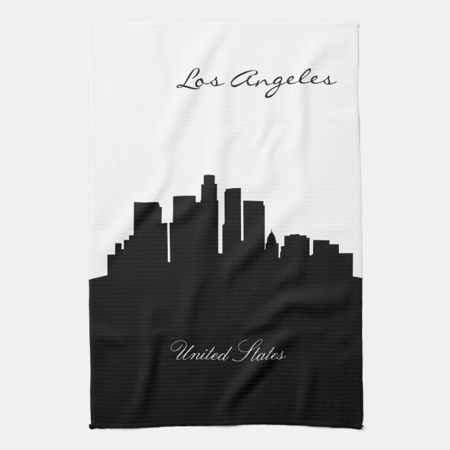 Paño De Cocina Horizonte blanco y negro de Los Ángeles (Vertical)