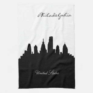 Paño De Cocina Horizonte blanco y negro de Philadelphia
