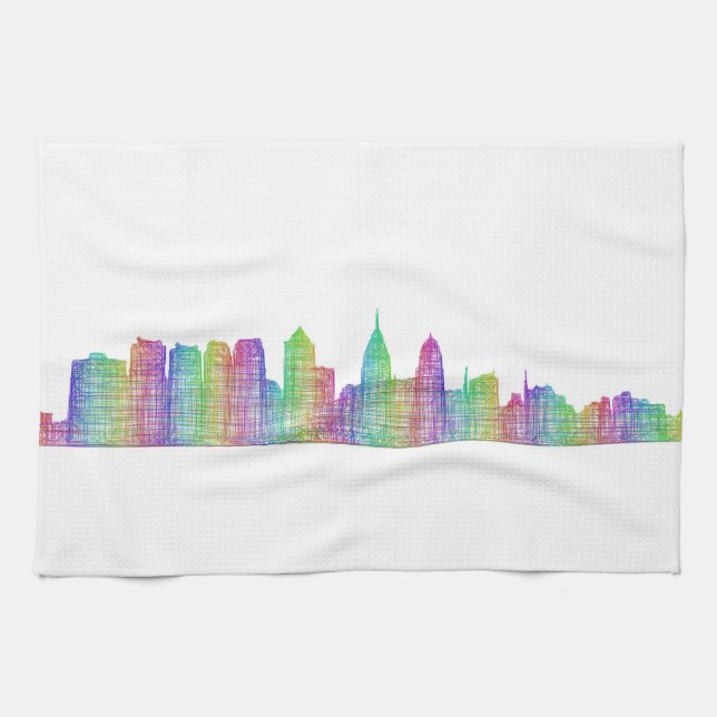 Paño De Cocina Horizonte de la ciudad de Philadelphia (Horizontal)
