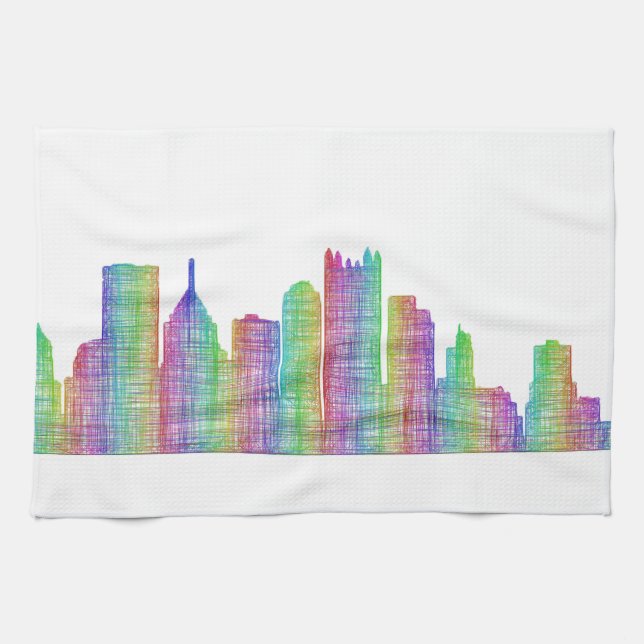 Paño De Cocina Horizonte de la ciudad de Pittsburgh (Horizontal)