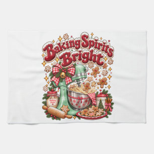 Paño De Cocina Horneando Espíritus Brillantes Retro Christmas Gin