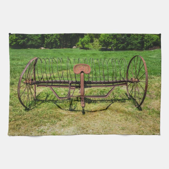 Paño De Cocina Horse dibujado Hay Rake (Horizontal)