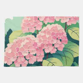 Paño De Cocina Hortensia Rosa Floral Botánica