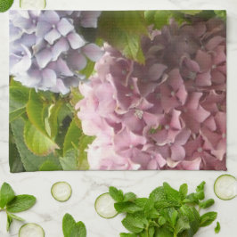 Paño De Cocina Hortensias malvas y rosadas