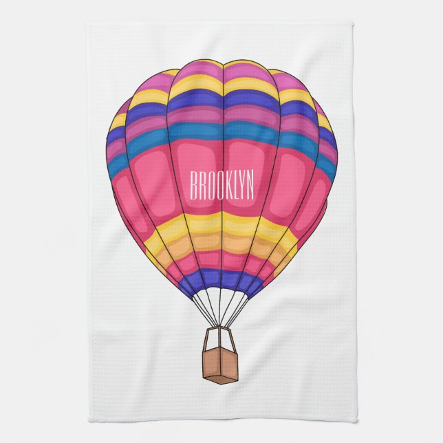 Paño De Cocina Hot air balloon cartoon illustration  (Vertical)