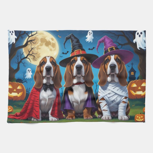 Paño De Cocina Hound Hound Dogs Pumpkin Halloween Funny (Horizontal)