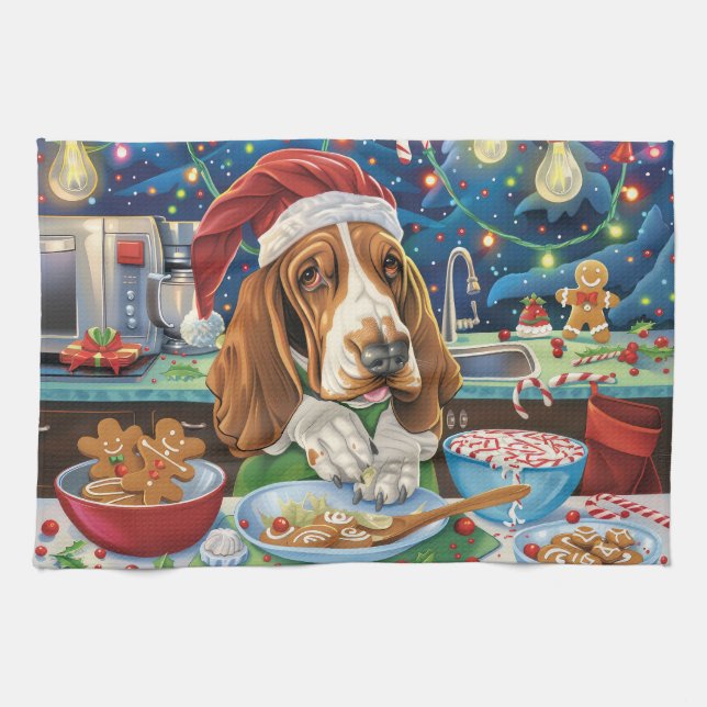 Paño De Cocina Hound Hound Holiday Baking: Navidades festivos (Horizontal)
