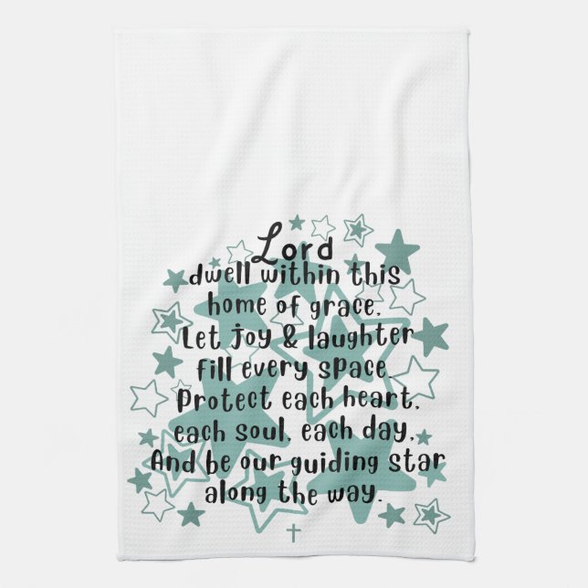 Paño De Cocina House Blessing Poem Teal Stars (Vertical)