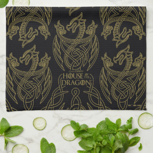 Paño De Cocina HOUSE OF THE DRAGON   Gold Filigree Dragon Pattern