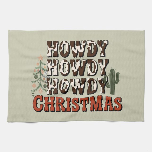 Paño De Cocina Howdy Howdy Navidades Familia Navidad Fiesta Regal (Horizontal)