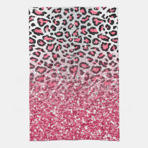 Paño De Cocina huella animal de leopardo rosa de chicle girendy