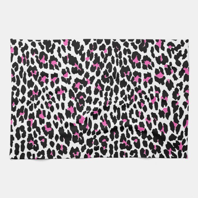 Paño De Cocina huella de leopardo rosa (Horizontal)