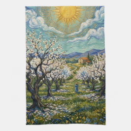 Paño De Cocina Huerto de almendros al estilo de Van Gogh Floració