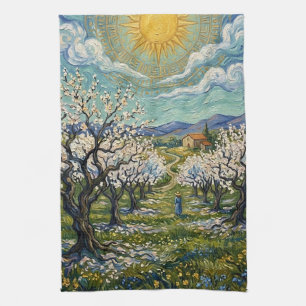 Paño De Cocina Huerto de almendros al estilo de Van Gogh Floració