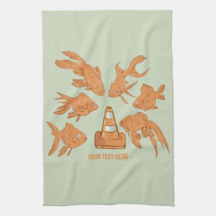 Paño De Cocina Huesos de carretera y pez dorado naranja