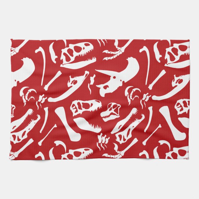 Paño De Cocina Huesos de dinosaurio (rojo) (Horizontal)