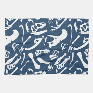 Paño De Cocina Huesos de dinosaurios (azul)