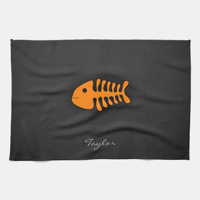 Paño De Cocina Huesos de peces naranja (Horizontal)