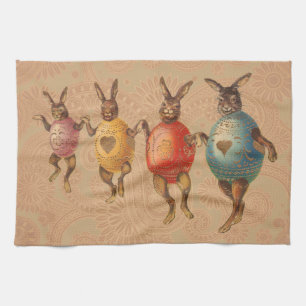 Paño De Cocina Huevos de baile del conejo de Pascua