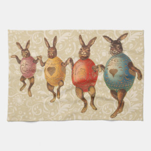 Paño De Cocina Huevos de baile del conejo de Pascua