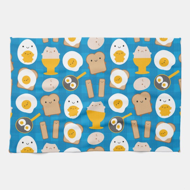 Paño De Cocina Huevos de Kawaii para el desayuno (Horizontal)